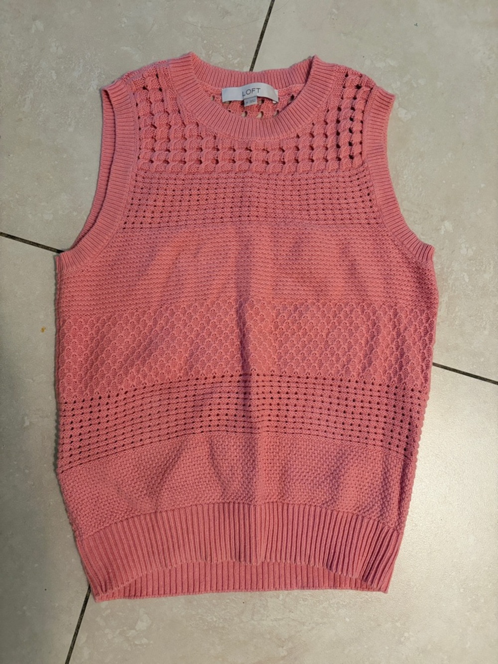 LOFT Pink Coral Knit Sleeveless Pullover